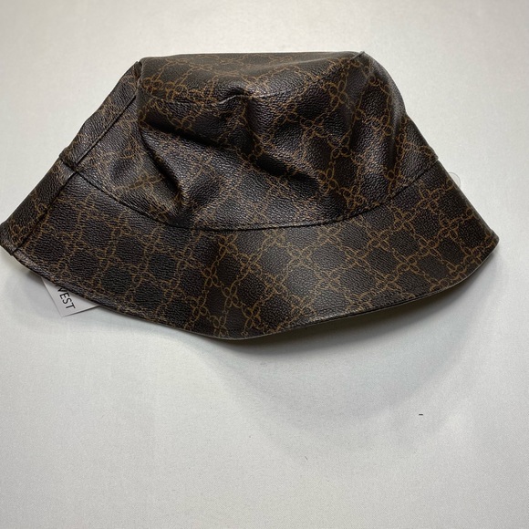 Women's Nine West Vegan Leather Lattice Pattern Bucket Hat - Picture 6 of 11